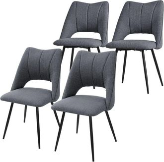 ML Design Ml-design - Set 4x Sillas De Comedor Color Gris Con Respaldo Asiento De Poli&eacute;ster Tapizado Con Patas De Metal Negro Sill&oacute;nes Ergon&oacute;micos De Dise&ntilde;o Mod