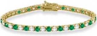 Allurez Alternating Diamond & Emerald Eternity Tennis Bracelet 14K Yellow Gold (11.87ct)