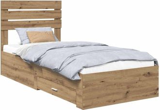vidaXL Estructura De Cama Con Caj&oacute;n Con Cabecera Madera Contrachapada Vidaxl