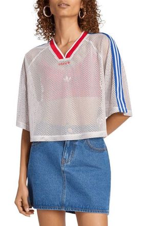 adidas Originals Mesh Crop Jersey Top in Chalk Pearl at Nordstrom, Size X-Small
