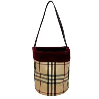 Burberry Pre-owned Bucket Bags, female, Beige, Size: ONE SIZE Pre-owned Canvas Leather Tote Bag