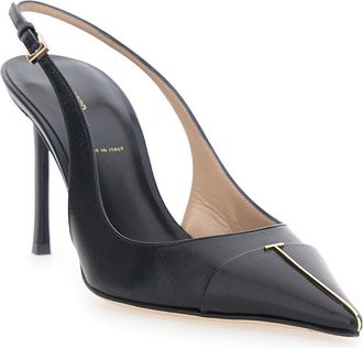 Tom Ford Womens Slingback Pumps Black Leather Goatskin