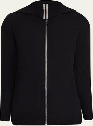 Rick Owens Mens Black Boiled Cashmere Zip-Front Hoodie