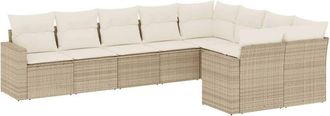 vidaXL Set De Sof&aacute;s De Jard&iacute;n 9 Pzas Con Cojines Rat&aacute;n Sint&eacute;tico Beige Vidaxl