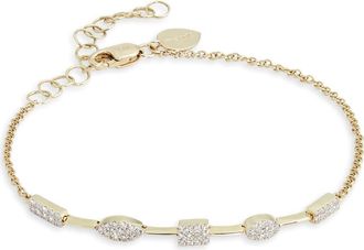 Meira T Diamond Pav&eacute; Geometric Disc 14K Gold Bracelet in Yellow Gold at Nordstrom, Size 7