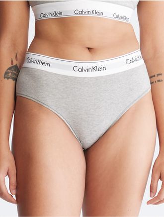 Calvin Klein Womens Icon Cotton Modal Plus Hipster - Grey - 1XL