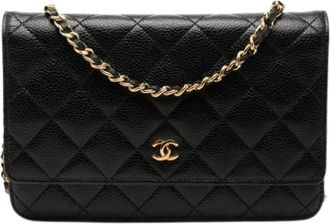 Chanel Pre-owned Wallet on Chain - Dames - Vintage Schoudertas - Zwart - ONE Size - Leer - Vintage