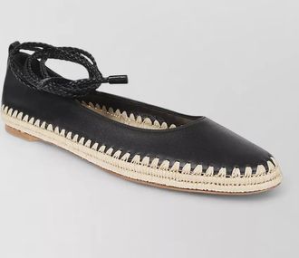 Max Mara ballerina shoes braided ankle strap contrast stitching