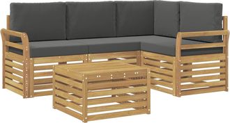 vidaXL Conjunto De Sof&aacute;s De Exterior 5 Uds. Blanco Y Antracita Vidaxl