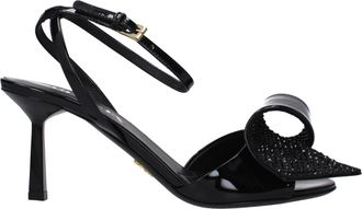 Prada Black Leather Stiletto Heel Womens Sandals