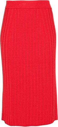 Joseph Rode Satijnen Rib Rok - Dames - Midirokken - Rood - XS - Satijn - Rokken