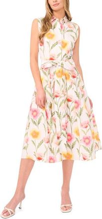 Ted Baker Cassie Floral Sleeveless Cotton Midi Shirtdress in Ultra White at Nordstrom, Size X-Small