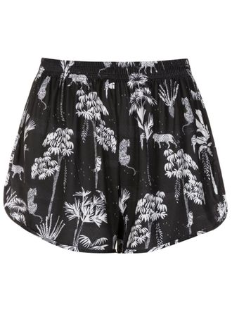 Lygia & Nanny Lee botanical-print mini shorts - women - Spandex/Elastane/Polyamide - 44 - Black