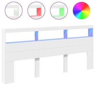 Berkfield Home Headboard Cabinet with LED White 220x17x102 cm | Size: 220 x 17 x 102 cm