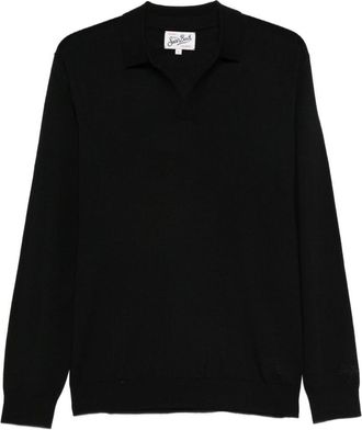 MC2 Saint Barth Black Virgin Wool Polo