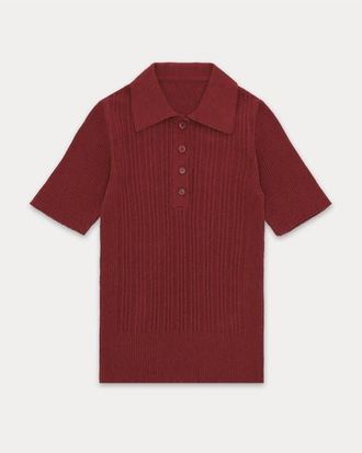 Fortela Camille Terry Polo Shirt in Burgundy at Nordstrom, Size X-Small Eu