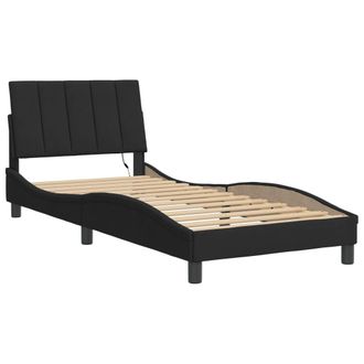 vidaXL Estructura De Cama Con Luces Led Terciopelo Negro 90x200 Cm Vidaxl