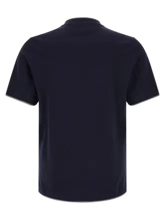 Brunello Cucinelli Double-Layer Cotton T-Shirt - Navy