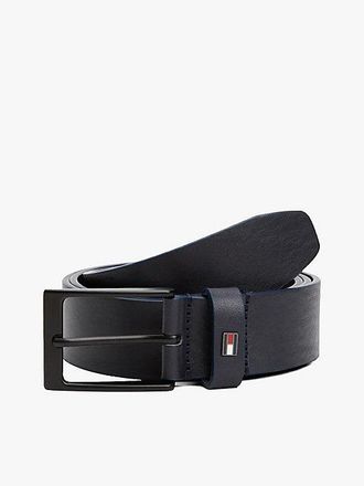 Tommy Hilfiger Enamel Flag Tonal Buckle Leather Belt