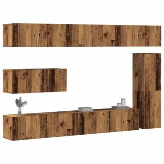 Berkfield Home 7 Piece TV Cabinet Set Wall-mounted Old Wood Engineered Wood
