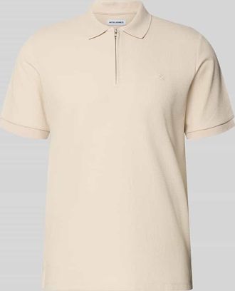 Jack & Jones Jack & Jones Regular Fit Poloshirt mit Rei&szlig;verschluss Modell AUSTIN in Beige, Gr&ouml;&szlig;e XXL