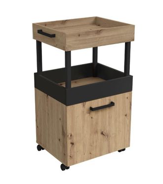 Home Heavenly Mueble bar con ruedas color roble negro