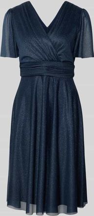 Christian Berg Cocktail Cocktailkleid mit V-Ausschnitt in Marine Melange, Größe 34