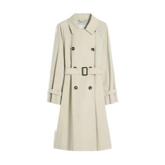 Max Mara Trench Coats, female, Beige, Size: 2XS Buttoned Belted Raincoat