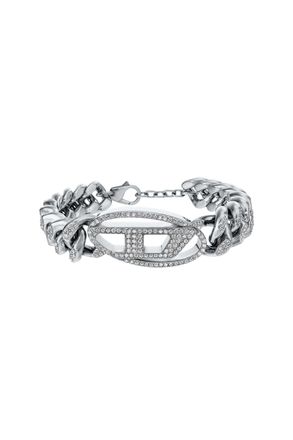 Diesel Stainless steel Oval D glitz chain bracelet - Bracelets - Unisex - Silver