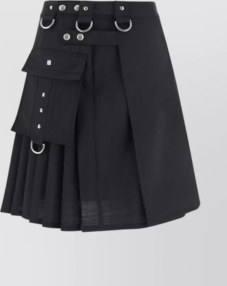 Givenchy wool skirt with asymmetrical hem and utility pockets