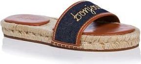 Cinq &agrave; Sept Josephine Embroidered Espadrille Slide Sandal in Indigo/Cognac at Nordstrom Rack, Size 11Us / 41Eu