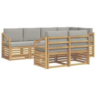 vidaXL Conjunto De Sof&aacute;s De Exterior 7 Pcs Blanco Y Gris Claro Vidaxl