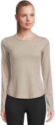 New Balance Micro-Rib Long Sleeve Womens Clothing Arid Stone : XL, Lyocell/Polyester/Spandex