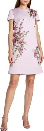 Mac Duggal Womens Cap Sleeve Embroidered Satin Mini Dress in Lilac at Nordstrom, Size X-Small