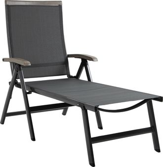 OUTSUNNY Outdoor Folding Sun Lounger w/ Adjustable Backrest and Aluminium Grey | TJ Hughes