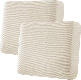 OEM Funda Muy El&aacute;stica Para Coj&iacute;n De Asiento Suelto (sarga Jacquard Gruesa, Blanca) - Juego De 2 (50 Cm X 45 Cm)