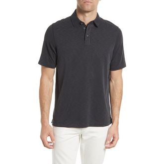 Johnston & Murphy Slub Modal Blend Polo in Black at Nordstrom, Size X-Large
