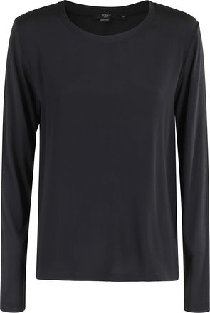 Seventy Black Double-Layered Cotton-Silk Crewneck Sweater