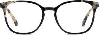 Kate Spade New York hermione 52mm square optical glasses in Black White Havana at Nordstrom