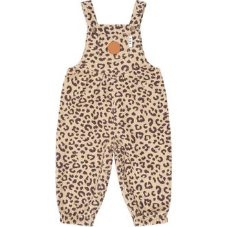 Huxbaby Leopard Print Denim Overalls in Animal at Nordstrom, Size 6-12M Au