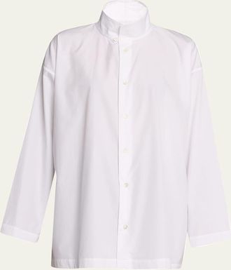 Eskandar Slim A-Line Two Collar Shirt With Step Insert (Long Length)