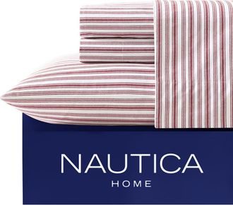 Nautica Coleridge Stripe Full Sheet Set in Red at Nordstrom Rack
