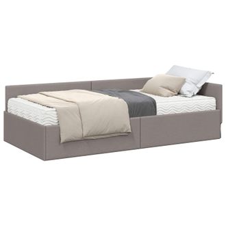 vidaXL Estructura De Cama Esquina Con Colch&oacute;n 2 Uds. Taup&eacute; 90 X 190 Cm Vidaxl