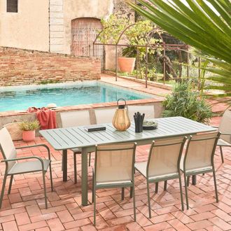 Sweeek Set Of 4 Stackable Aluminium Garden Chairs in Khaki