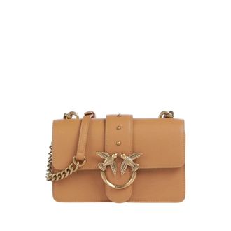 Pinko Mini Love Bag One Simply - Dames - Schoudertassen - Bruin - ONE Size - Leer - Tassen