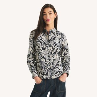 Nautica Womens Printed Button-Up Shirt