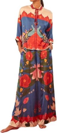 Carolina K Palazzo Pants In Peacock Hamsa