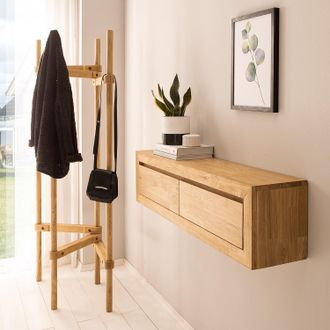 Ars Natura home24 Ars Natura Hängekommode RiaWOOD Massivholz Eiche 120x30x25 cm (BxHxT) 2 Schubladen