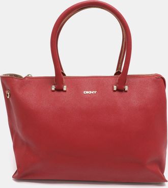 DKNY Dkny Red Leather Bryant Park Top Zip Tote