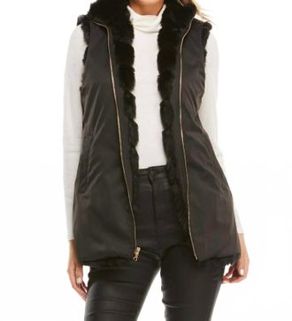 Fabulous Furs Reversible Zip Vest In Black Mink